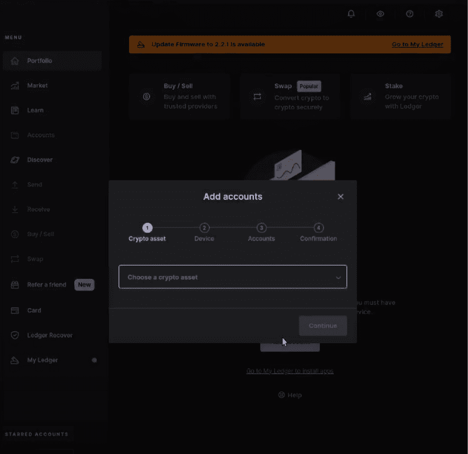 ledger live import account step 1