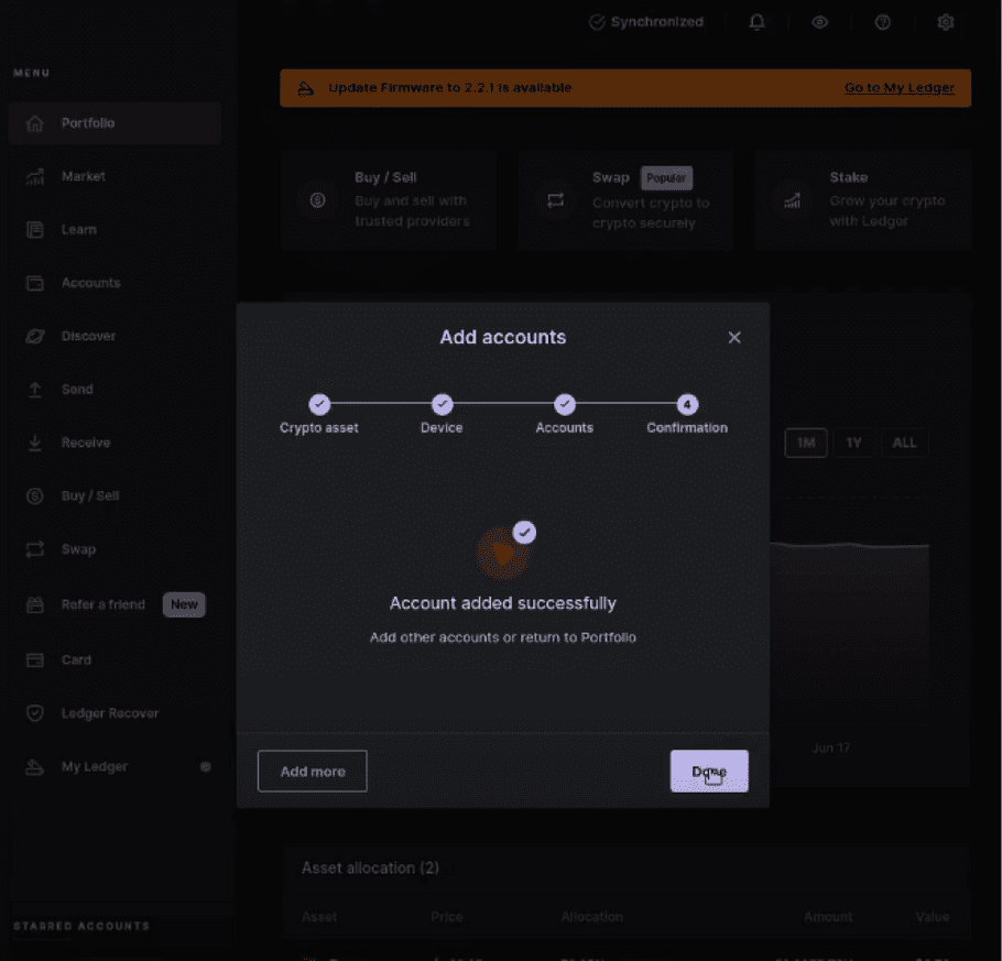 ledger live import account step 4