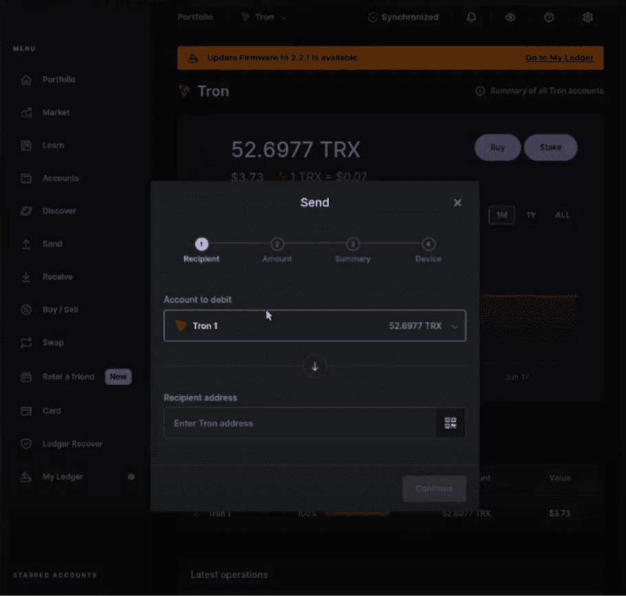 ledger live send step 1