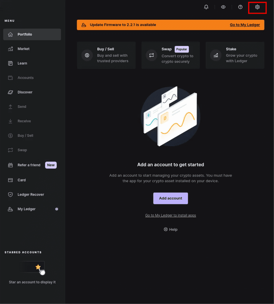 ledger live settings step 1A