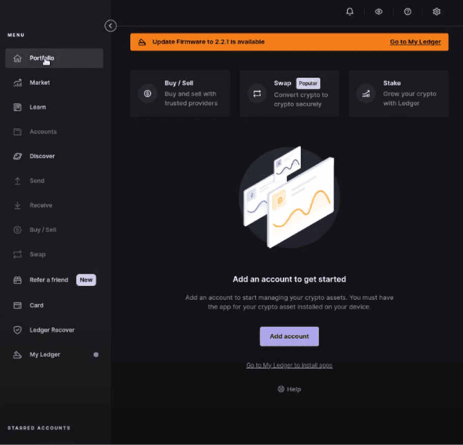 ledger live portfolio empty