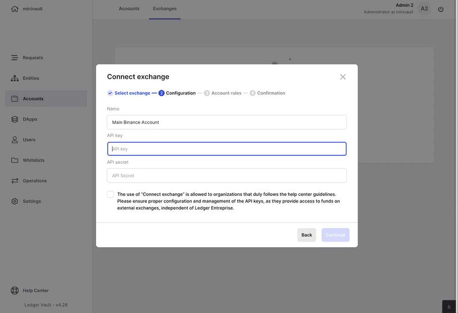 connect exchange configuration