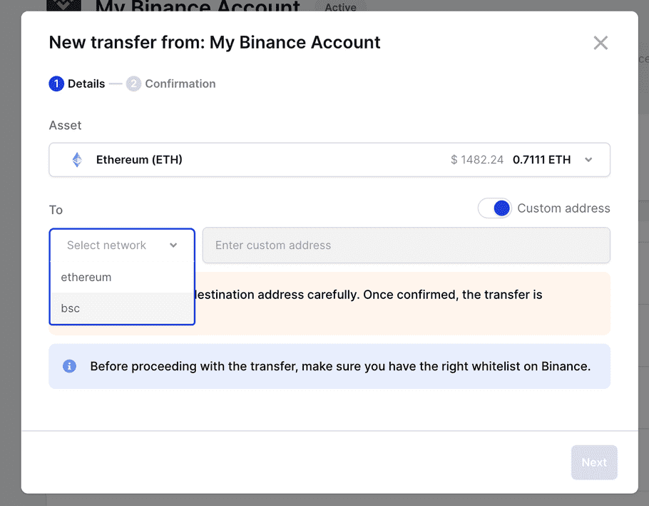 exchange custom destination